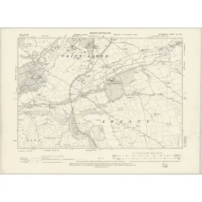 1897 Map of Glamorgan XL.SE, 1900 Print