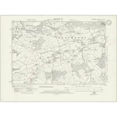 1914 Map of Glamorgan XLI.NE, 1933 Print