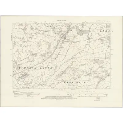 1914 Map of Glamorgan XLI.NW, 1921 Print