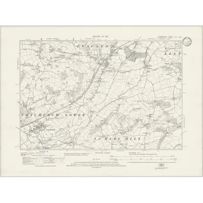 1914 Map of Glamorgan XLI.NW, 1933 Print