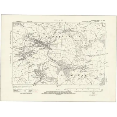1914 Map of Glamorgan XLV.NE, 1921 Print