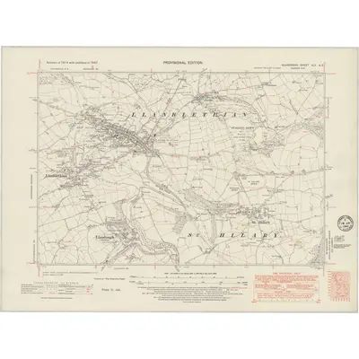1947 Map of Glamorgan XLV.NE, 1949 Print