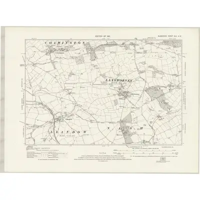 1914 Map of Glamorgan XLV.NW, 1921 Print