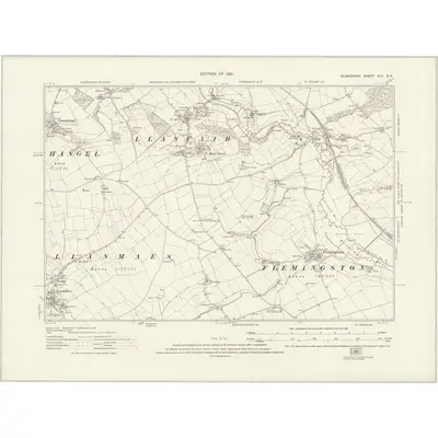 1914 Map of Glamorgan XLV.SE, 1921 Print
