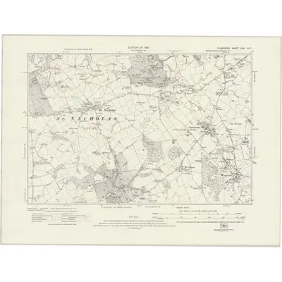 1915 Map of Glamorgan XLVI.NE, 1921 Print