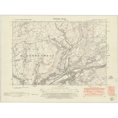 1948 Map of Glamorgan XVI.NW, 1951 Print