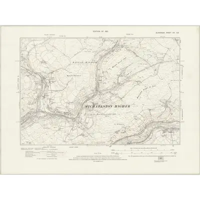 1914 Map of Glamorgan XVI.SE, 1921 Print