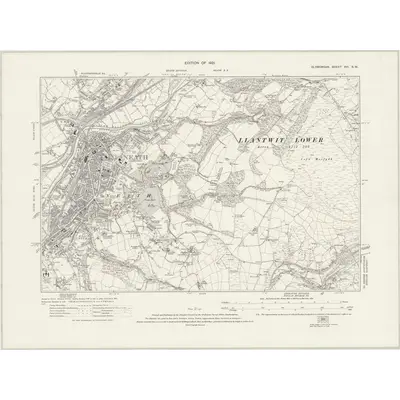 1913 Map of Glamorgan XVI.SW, 1921 Print