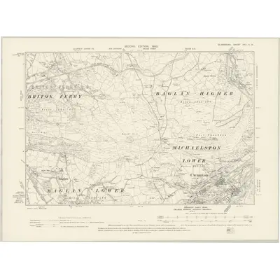 1897 Map of Glamorgan XXV.NW, 1900 Print