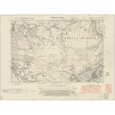 1946 Map of Glamorgan XXV.NW, 1951 Print