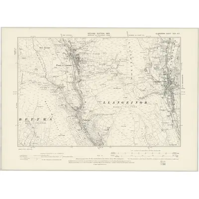 1897 Map of Glamorgan XXVI.SE, 1900 Print