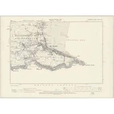 1896 Map of Glamorgan XXXII.NE, 1900 Print