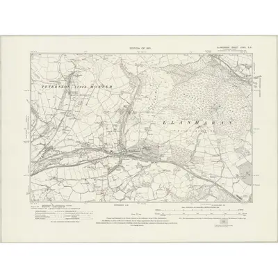 1914 Map of Glamorgan XXXV.SE, 1921 Print