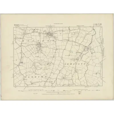 1883 Map of Gloucestershire IV.SW, 1884 Print