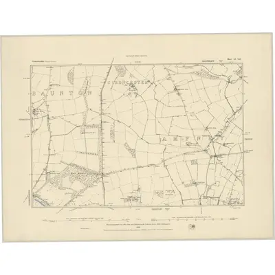 1875 Map of Gloucestershire LI.NE, 1884 Print