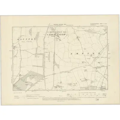 1901 Map of Gloucestershire LI.NE, 1903 Print