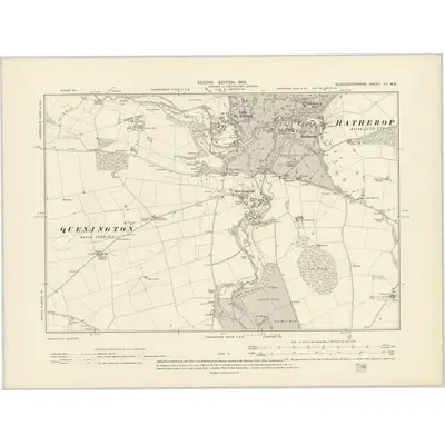 1901 Map of Gloucestershire LII.NE, 1903 Print