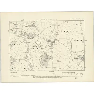 1901 Map of Gloucestershire LII.SW, 1903 Print