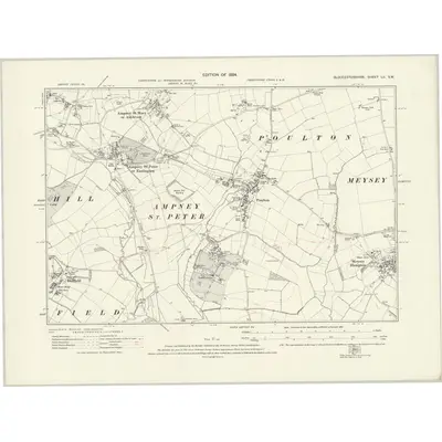 1920 Map of Gloucestershire LII.SW, 1924 Print