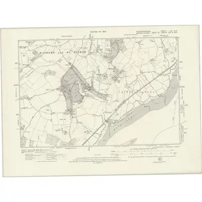 1900 Map of Gloucestershire LXII.NW, 1924 Print