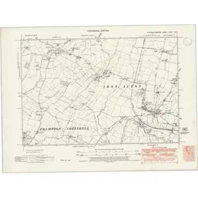 1916 Map of Gloucestershire LXVIII.NE, 1947 Print