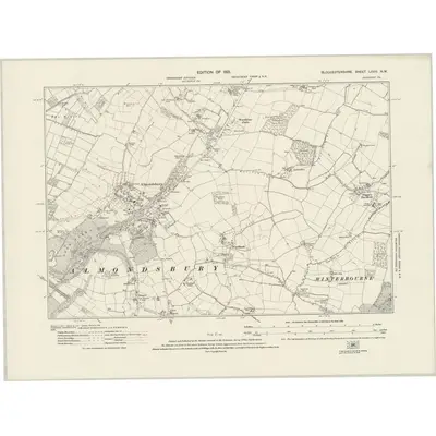 1916 Map of Gloucestershire LXVIII.NW, 1921 Print