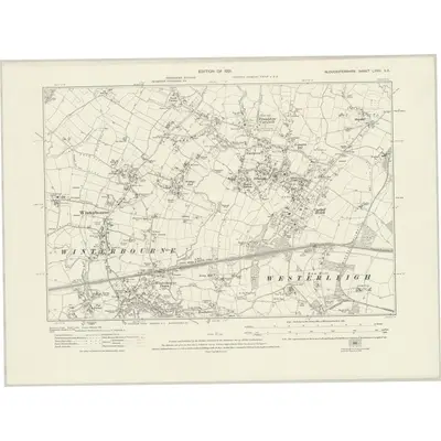 1916 Map of Gloucestershire LXVIII.SE, 1921 Print
