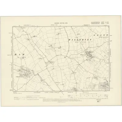 1900 Map of Gloucestershire VII.SW, 1903 Print