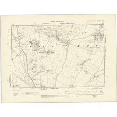 1900 Map of Gloucestershire XII.NW, 1903 Print