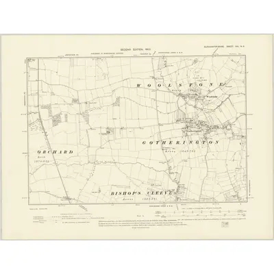 1900 Map of Gloucestershire XIX.NE, 1903 Print