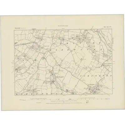 1882 Map of Gloucestershire XIX.SW, 1884 Print