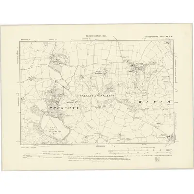 1900 Map of Gloucestershire XX.NW, 1903 Print