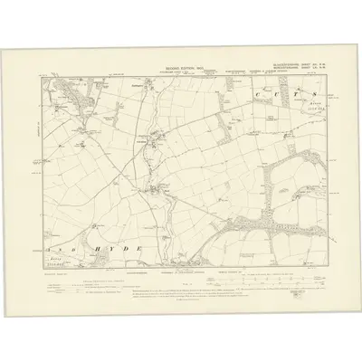 1900 Map of Gloucestershire XXI.NW, 1903 Print