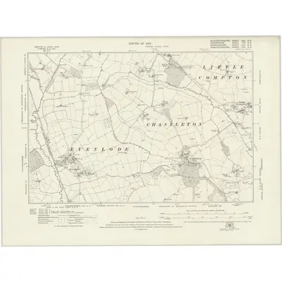 1919 Map of Gloucestershire XXII.NE, 1923 Print