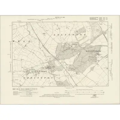 1919 Map of Gloucestershire XXII.SE, 1923 Print