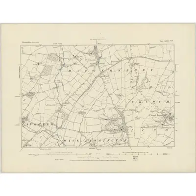 1882 Map of Gloucestershire XXIX.NW, 1884 Print