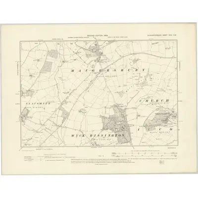 1900 Map of Gloucestershire XXIX.NW, 1903 Print