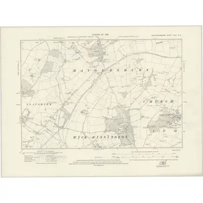 1919 Map of Gloucestershire XXIX.NW, 1923 Print
