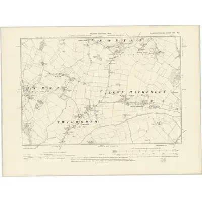 1901 Map of Gloucestershire XXV.NE, 1903 Print