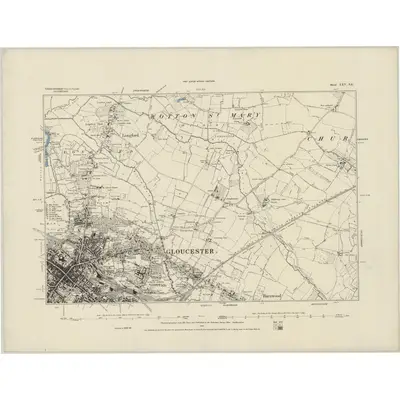 1882 Map of Gloucestershire XXV.SE, 1884 Print