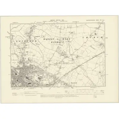 1901 Map of Gloucestershire XXV.SE, 1903 Print