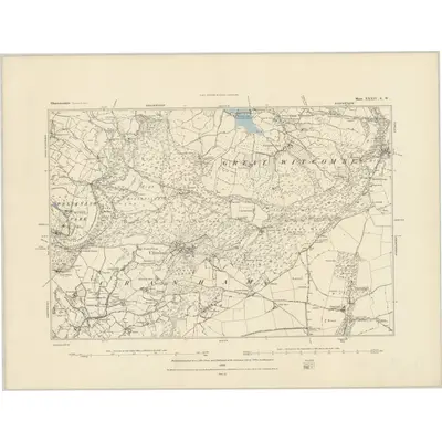 1881 Map of Gloucestershire XXXIV.SW, 1883 Print