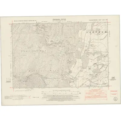 1943 Map of Gloucestershire XXXIX.NE, 1953 Print