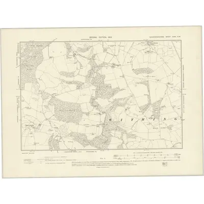 1900 Map of Gloucestershire XXXV.NW, 1903 Print