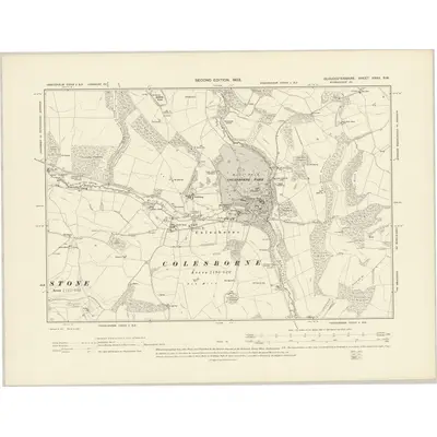 1900 Map of Gloucestershire XXXV.SW, 1903 Print