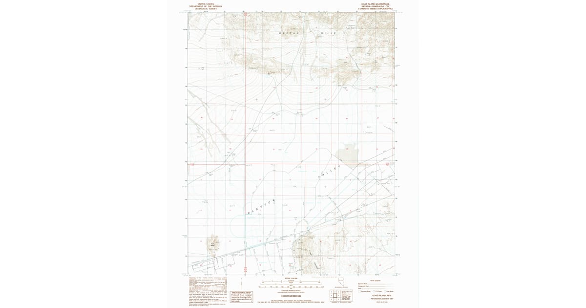 1987 Map of Goat Island, Esmeralda County, NV — High-Res | Pastmaps