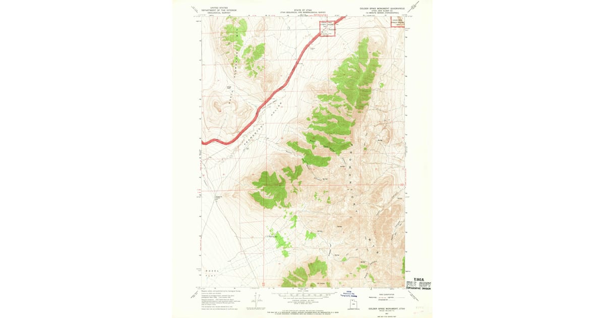 1967 Map of Golden Spike Monument, Box Elder County, UT — High-Res ...