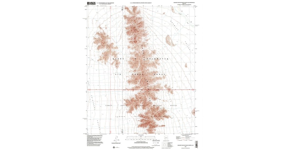 1996 Map of Granite Mountains North, Pima County, AZ — High-Res | Pastmaps