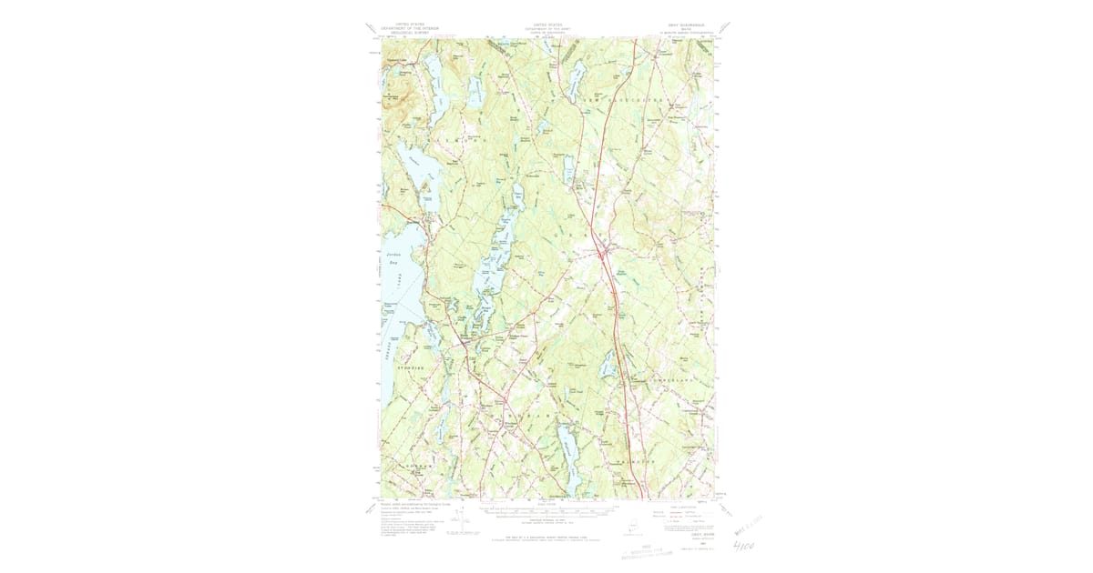 Gray Me Map 1957 Map of Gray, Cumberland County, ME — High-Res, 1980 Print | Pastmaps