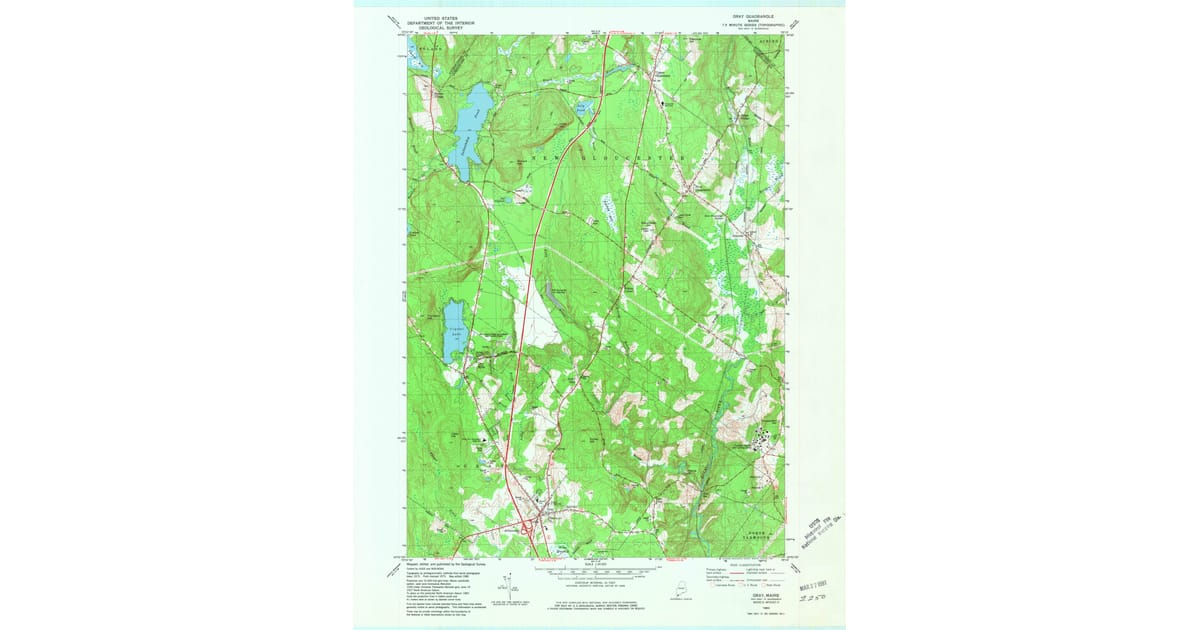 Gray Me Map 1980 Map of Gray, Cumberland County, ME — High-Res | Pastmaps